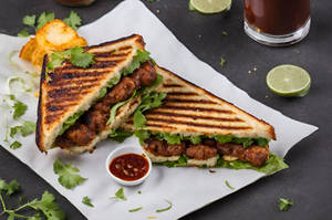 Grilled Chicken Seekh Kabab Cheese Bbq Double Decker Sandwich