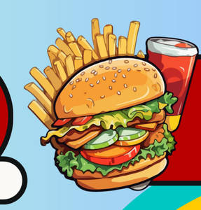 Burger Junior + Friend Fries + Vanill Milk Shake +toy (kids Meal)