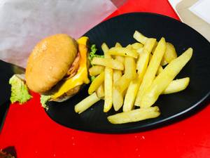 Veg burger with fries