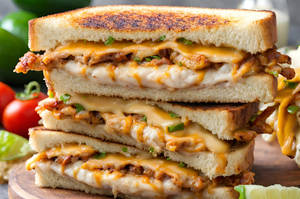 Grilled Mexican Chicken Cheese Double Decker Sandwich
