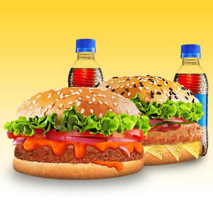 Veg Makhani Burger + Mexican Marvel Burger + 2 Pepsi (250ml)