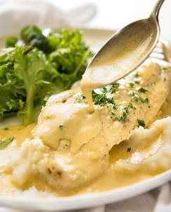 Grilled Fish In Creamy Butter Garlic Sauce