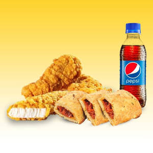 Chicken Strips (3 Pcs) + Pizza Pockers (3 Pcs) + Pepsi (250ml)