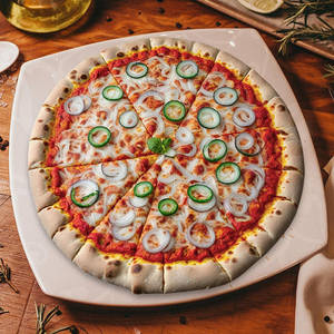 Capsicum Onion And Mushroom Pizza