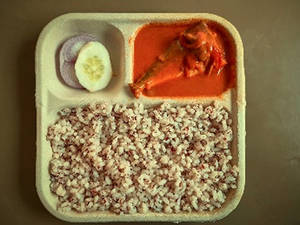 Boiled Rice + Fish Bangada (half Piece)