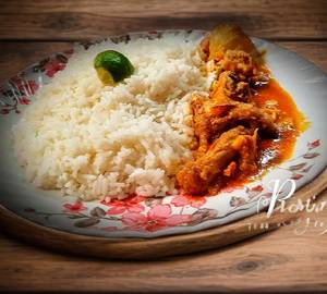 Plain Rice With Chicken Curry (3 Pcs )