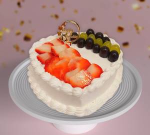 Heart Shaped Fresh Fruit Cake - 1.2Kg