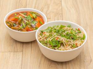 Chilli Paneer  [2 Pieces]  + Rice + Salad