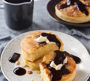 Japanese Souffle Pancakes With Dark Chocolate And White Butter