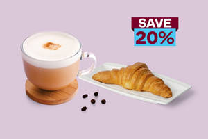 Hot Cafe Latte (Regular) & Butter Croissant