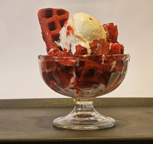 Berry Red Velvet Waffle Sundae