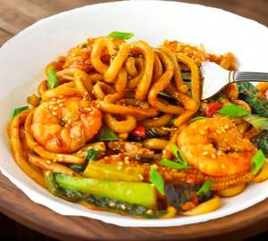 Mushroom Onion Prawn Noodles