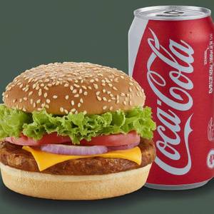 Veg Patty Cheese Burger And Diet Coke(300Ml)