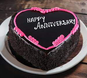 Happy anniversary heart shaped cake eggless