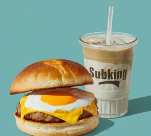 Egg Cheese Burger + Cold coffee