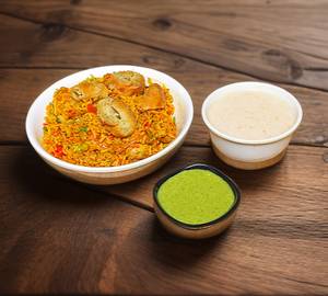 Soya Chaap Biryani with raita