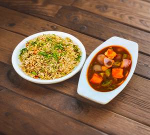 Chilli Paneer + Fried Rice