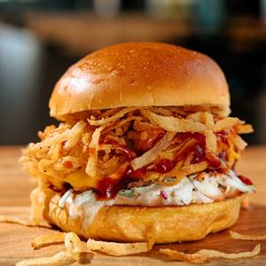 Fried chicken cheese burger