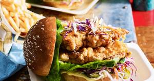 Fried chicken cheese burger