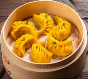 Cheese Corn Steamed Momos [8 Pieces]
