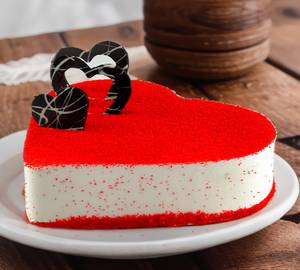 Lovely Red Velvet Heart Shape Cake  Eggless
