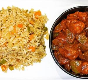 Chilli Soyabean with Fried Rice