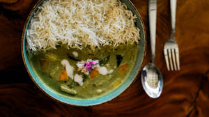 Veg Thai Curry With Steamed Rice