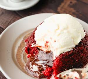 Red Velvet Pastry Sundae Vanilla Ice Cream 