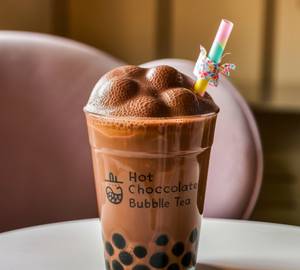 Hot chocolate bubble tea (its cold)