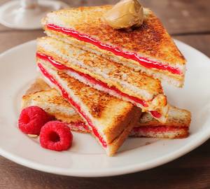 Bread butter jam sandwich