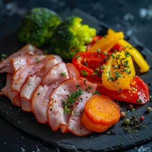 Energy-Packed - Sliced Ham & Veggies Platter
