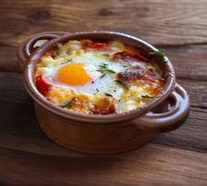 Bacon Red Cheddar Cheese Baked Egg