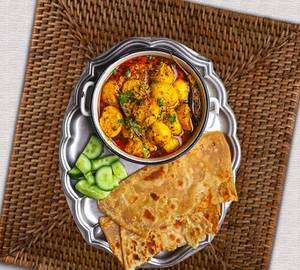2 Kali mirch paratha with dahi aloo curry,salad
