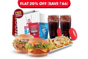 Flat 20% Off on 2 Signature Chicken Burgers + Cheesy Fries & 2 Beverages