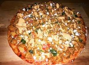 Cheesy chicken african pizza