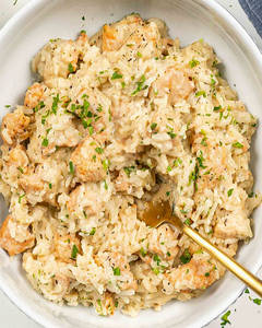 Creamy Italian Mushroom Chicken rice bowl