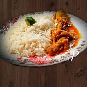 Plain Rice  Chicken Curry (3 Pcs )