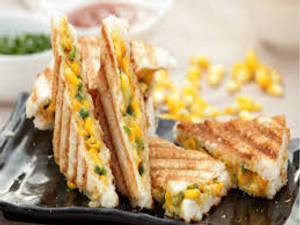 Cheese chicken corn grilled sandwich