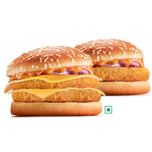 Crispy Veg Double Patty Burger with Double Cheese+Crispy Veg Burger.