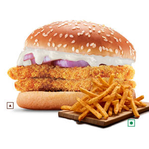 Crispy Chicken Double Patty Burger+Peri Peri Fries(Reg).