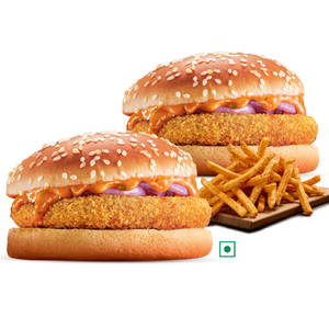 2 Crispy Veg Burgers+Per Peri Fries(Reg).