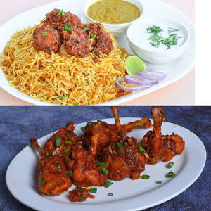 Chicken Fry Biryani + Chicken Lollipop