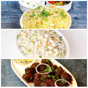Veg Biryani+kaju Paneer Fried Rice+veg Manchurian Wet