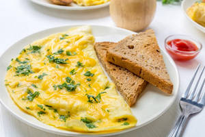 Cheese Omelette With Bread
