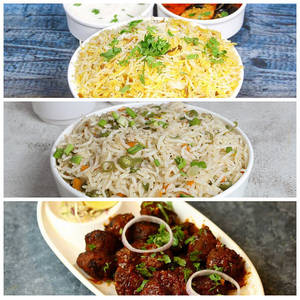Veg Biryani+veg Fried Rice+veg Manchurian Wet