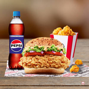 Spicy Zinger Burger and Popcorn Meal