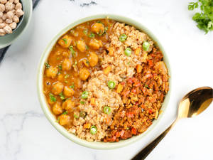 Chole, Veg Keema & Millet Pulao