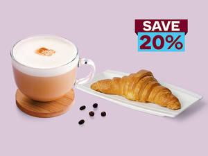 Hot Cafe Latte (Regular) & Butter Croissant
