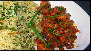 Veg Fried Rice With Gobi Manchurian