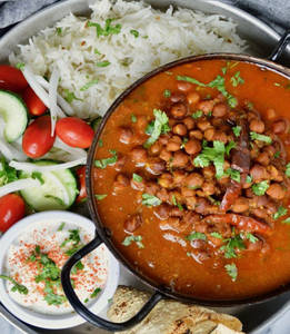 Chana Masala + Jeera Rice + Mix Veg Raita